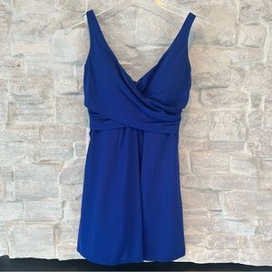 Lands' End Chlorine Resistant Tummy Control Surplice Wrap Swim Dress